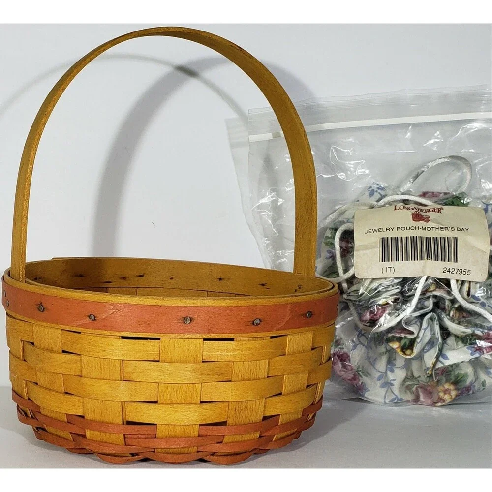 Used ~ Longaberger 1998 MOTHER’S DAY “Rings and Things” BASKET #10383 +New Pouch